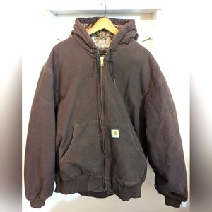 Carhartt Men's Brown Heavy Duty Jacket with Realtree Camo Lining